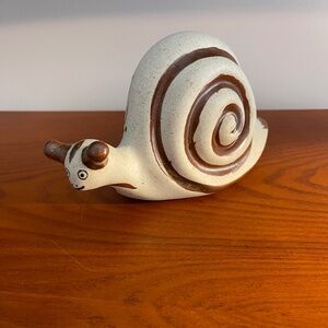 Tonala Handcrafted Pottery Snail Figurine- Mexico- Flower & Swirl Motif